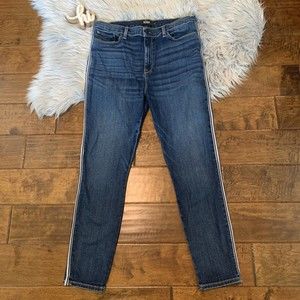 Hudson Womens Barbara Straight High Rise Medium Wash Jeans Size 32 Side Stripes